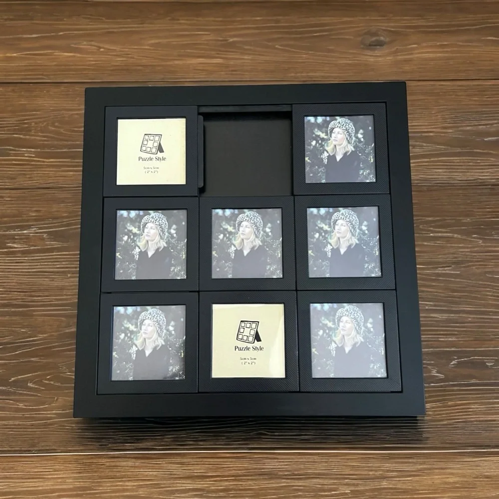 Black Multi-Photo Puzzle Table Frame fits 8 2x2 Photos
